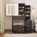 Vanity Desk with Sliding Mirror and Lights Dressing Table with Stool and Charging Station 3 Lighting Modes for Bedroom