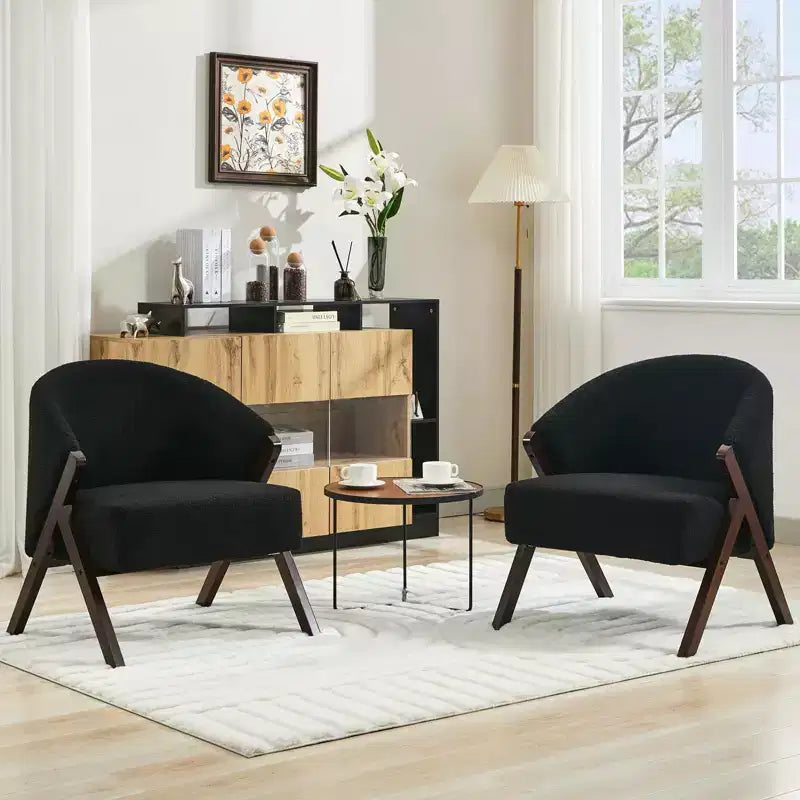 COZONY Mid Century Modern Accent Chair Upholstered Armchair with Wood Frame for Living Room and Bedroom