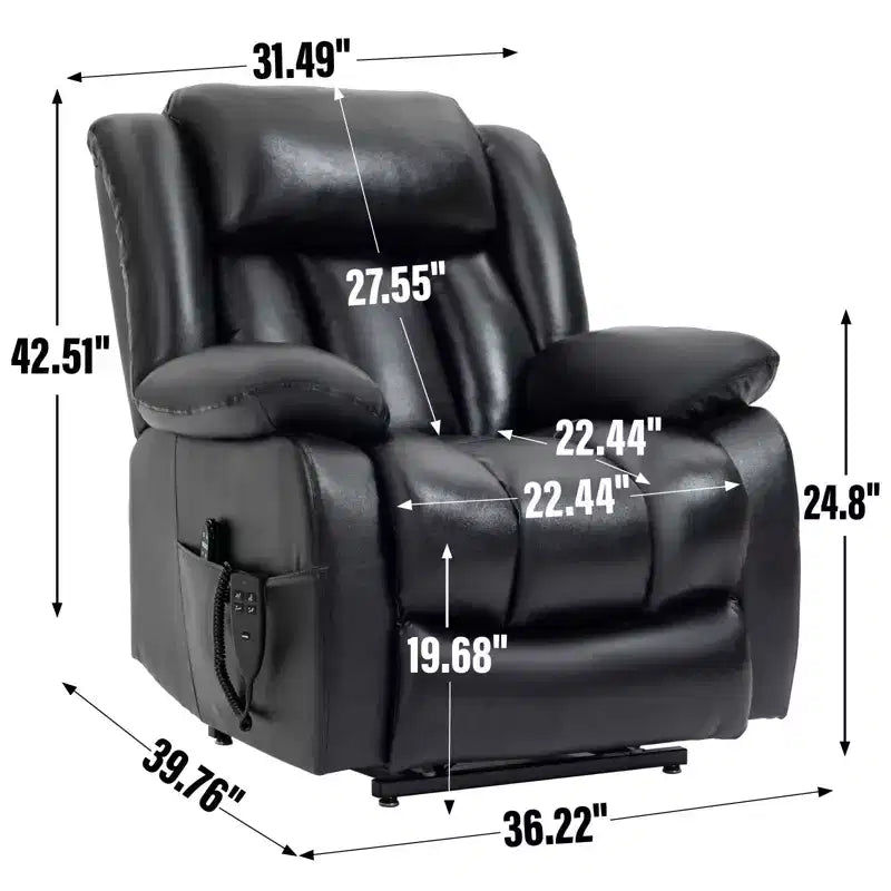 Fauteuil inclinable releveur en cuir véritable marron
