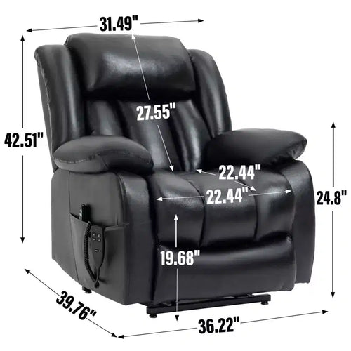 Fauteuil inclinable releveur en cuir véritable marron