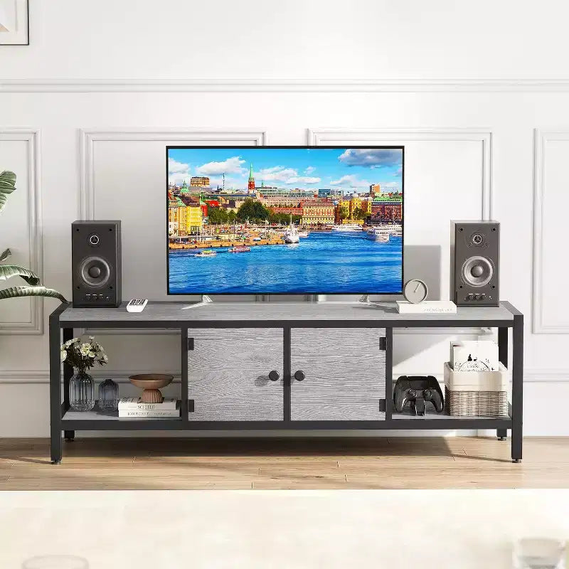 Meuble TV avec Rangement Marron Rustique
