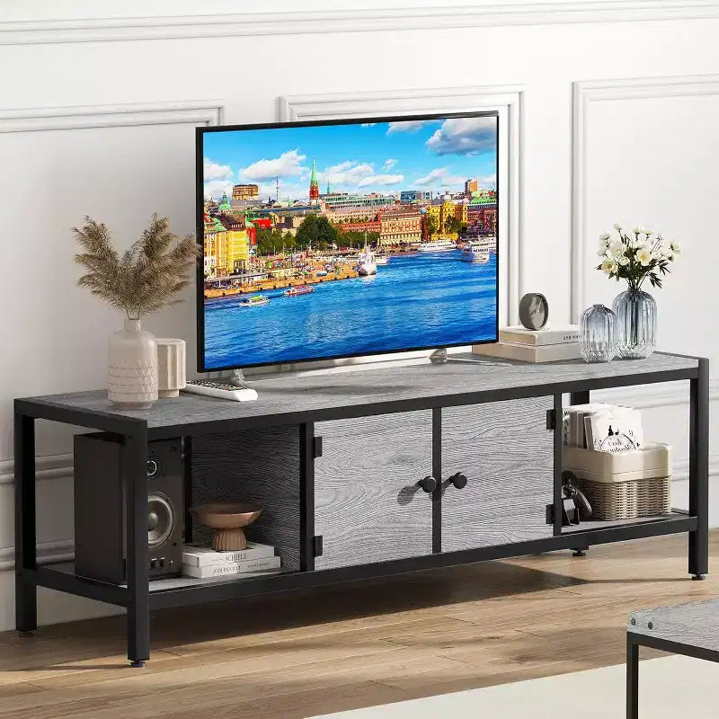 Meuble TV avec Rangement Marron Rustique