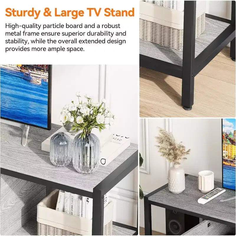 Meuble TV avec Rangement Marron Rustique
