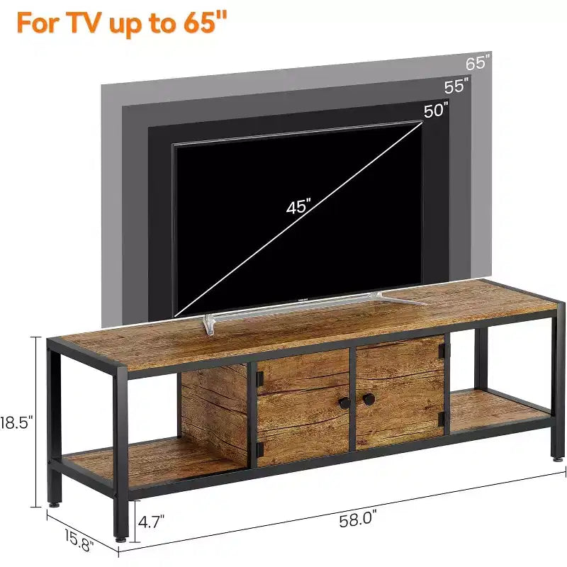 Meuble TV avec Rangement Marron Rustique