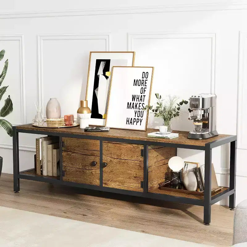 Meuble TV avec Rangement Marron Rustique