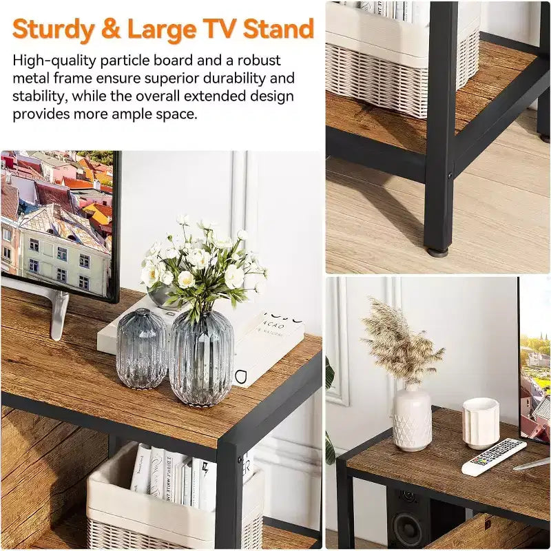 Meuble TV avec Rangement Marron Rustique