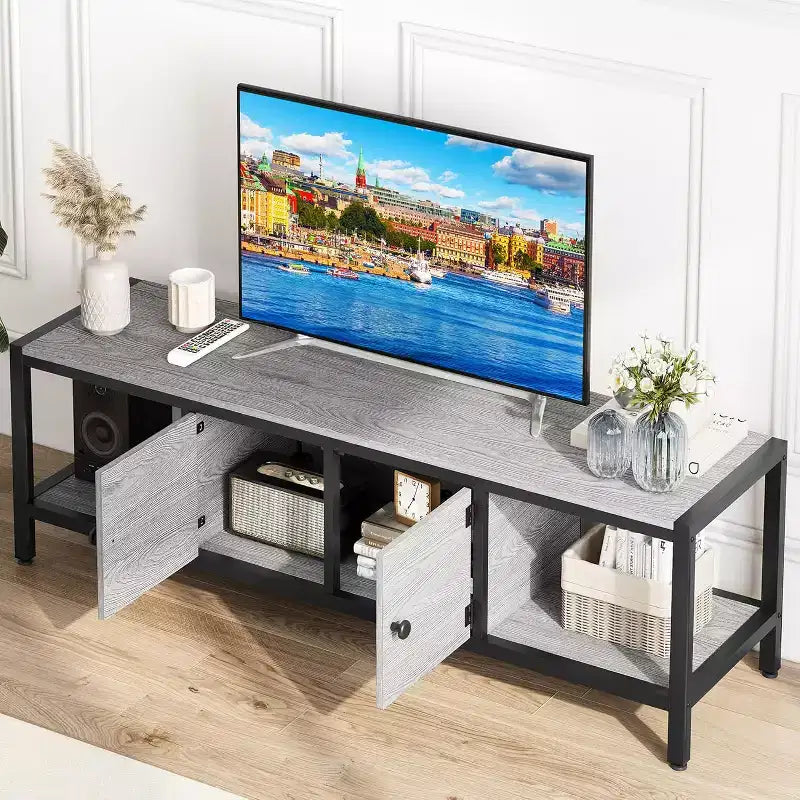 Meuble TV avec Rangement Marron Rustique