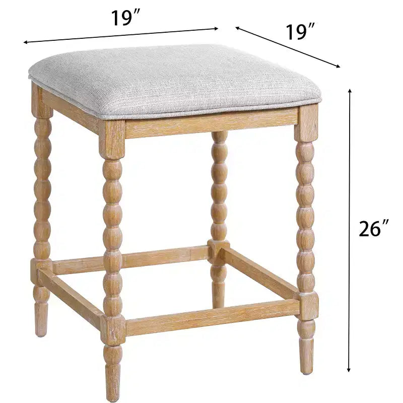 Tabourets de comptoir rembourrés en bois d'acacia