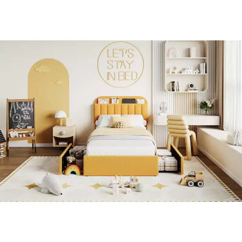Cadre de lit simple rembourré pour enfants