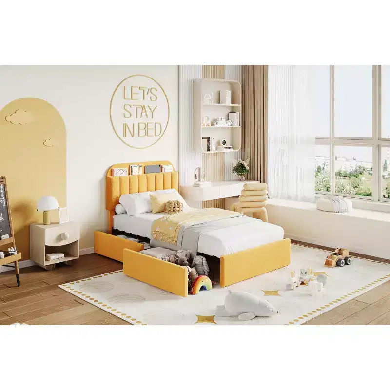 Cadre de lit simple rembourré pour enfants