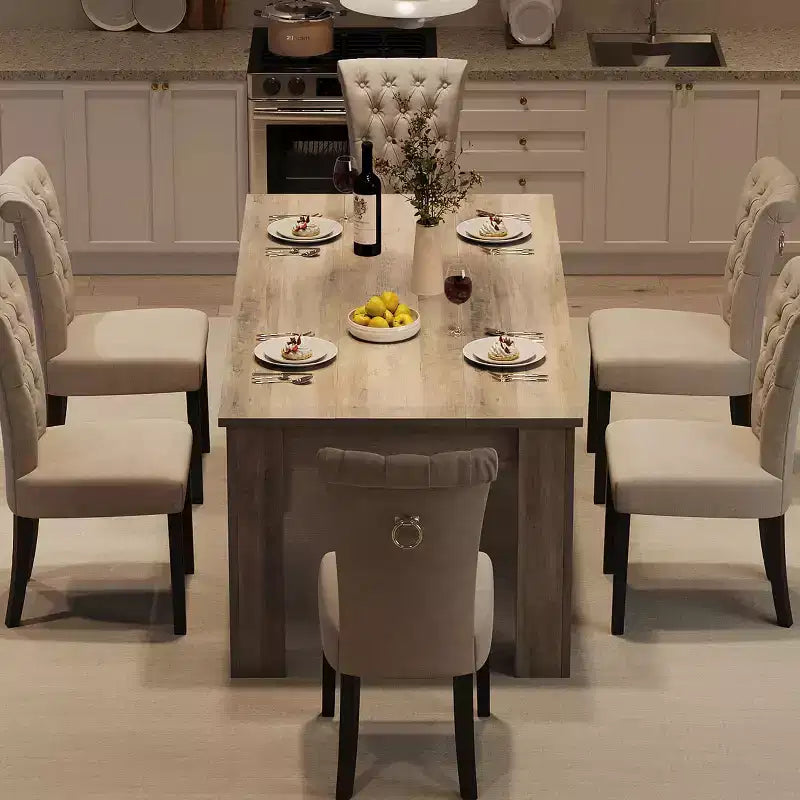 70 Inch Rustic Gray Farmhouse Dining Table for 6-8 Heavy Duty Rectangular Table with Thick Top and Strong Legs Large Kitchen Table for Dining Room