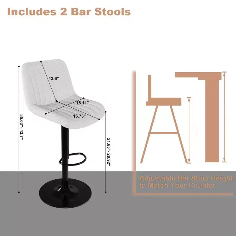 Tabouret de bar moderne à hauteur de comptoir pivotant
