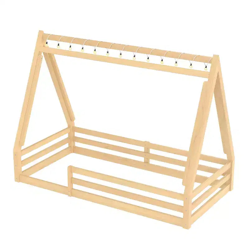 Lit de sol cabane avec tente LED
