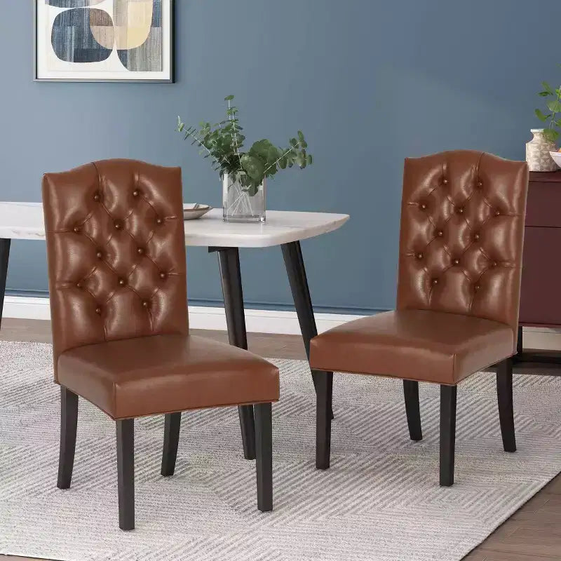 MAYEERTY Set of 2 Harriet KD Tufted Dining Chairs Button-Tufted Detail Detachable Design Dining Room