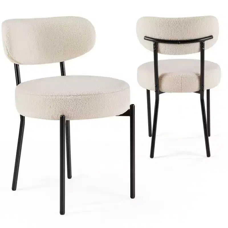 TUYOHW Modern Dining Chair Set of 2 with 4'' Thick Plush Seat Armless Kitchen Chairs with Backrest & Steel Frame for Dining Room Kitchen
