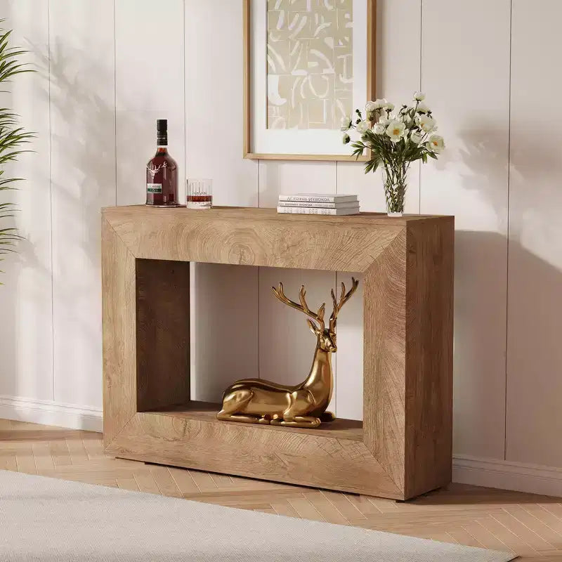47 Modern Farmhouse Console Table with Storage - Industrial Style Sofa & Entryway Table for Hallway Narrow Long Design Perfect for Living Room