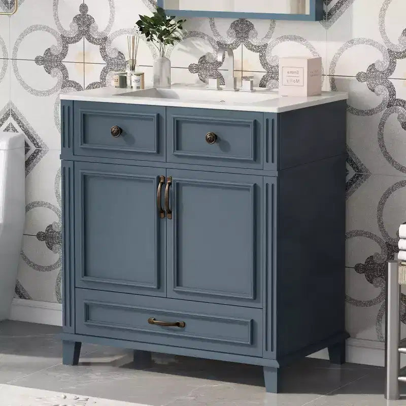 30 Bathroom Vanity Sink Combo Bathroom Storage Cabinet with Soft Closing Doors Single Sink Bathroom Vanity with Solid Wood Frame