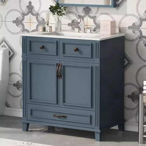 30 Bathroom Vanity Sink Combo Bathroom Storage Cabinet with Soft Closing Doors Single Sink Bathroom Vanity with Solid Wood Frame