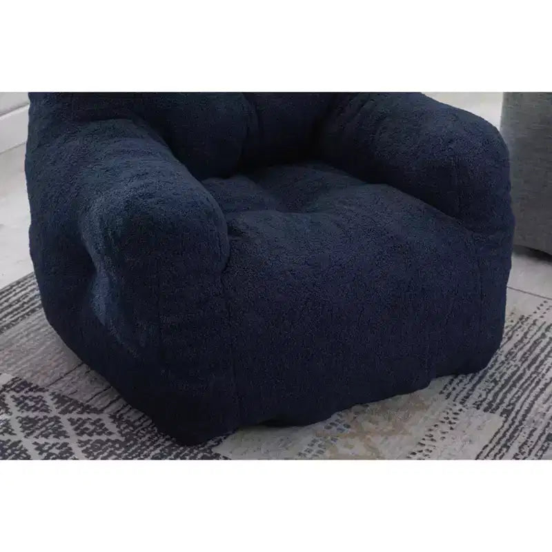 Pouf poire en tissu Teddy blanc ivoire