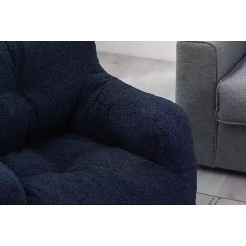 Pouf poire en tissu Teddy blanc ivoire