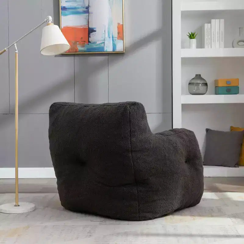 Pouf poire en tissu Teddy blanc ivoire