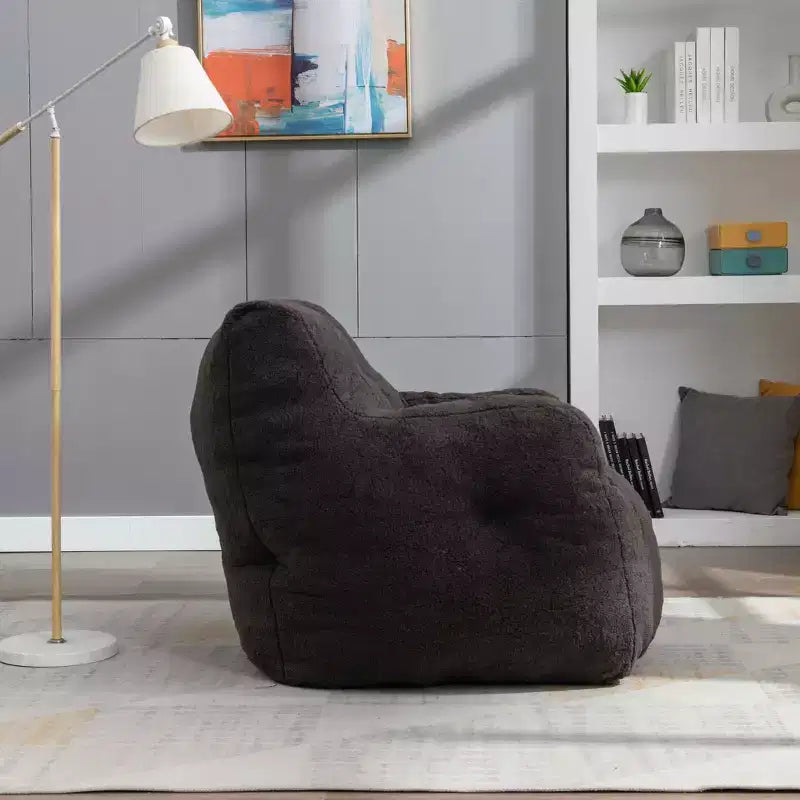 Pouf poire en tissu Teddy blanc ivoire