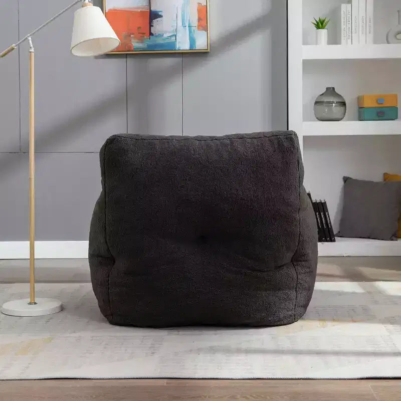 Pouf poire en tissu Teddy blanc ivoire