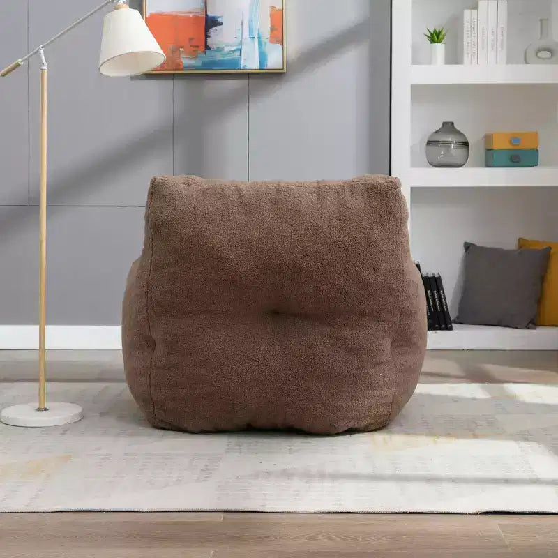 Pouf poire en tissu Teddy blanc ivoire