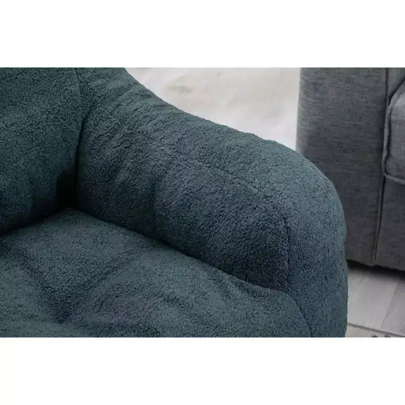 Pouf poire en tissu Teddy blanc ivoire