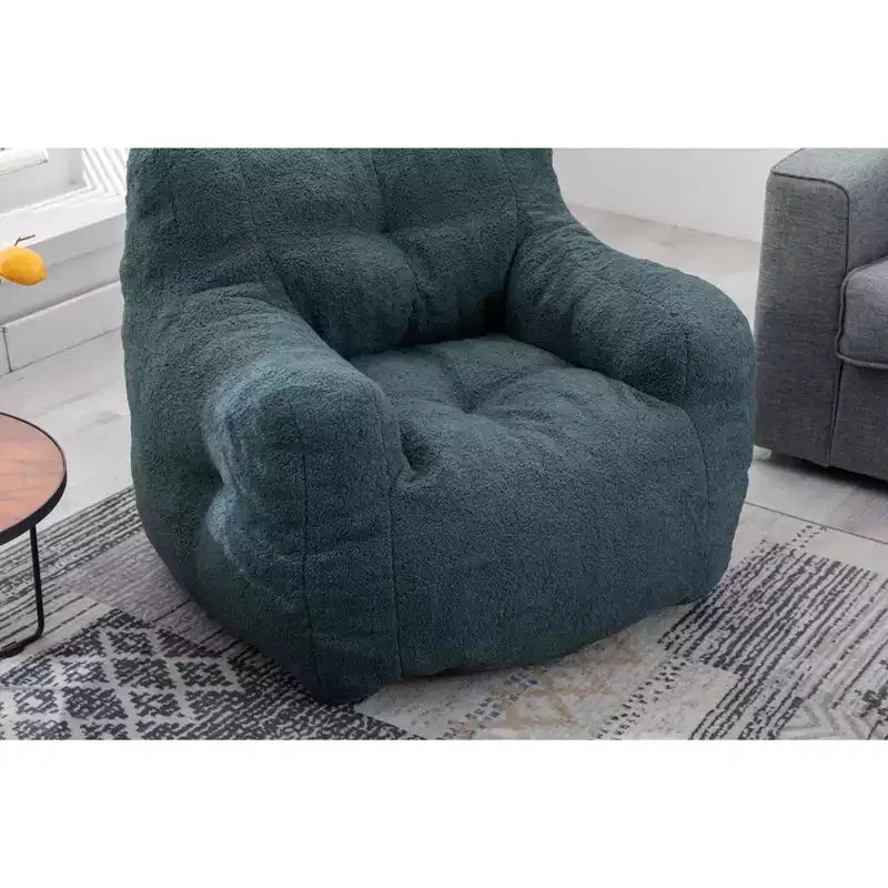 Pouf poire en tissu Teddy blanc ivoire