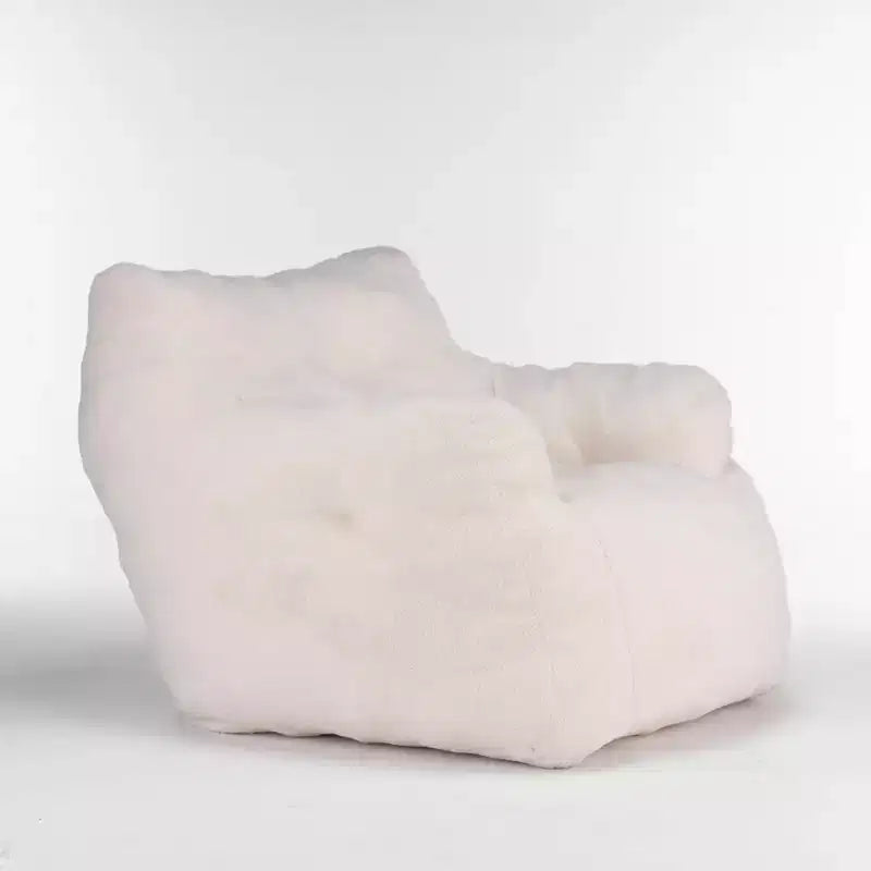 Pouf poire en tissu Teddy blanc ivoire