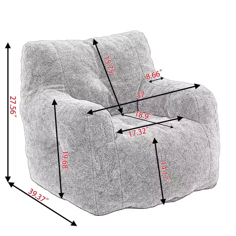 Pouf poire en tissu Teddy blanc ivoire