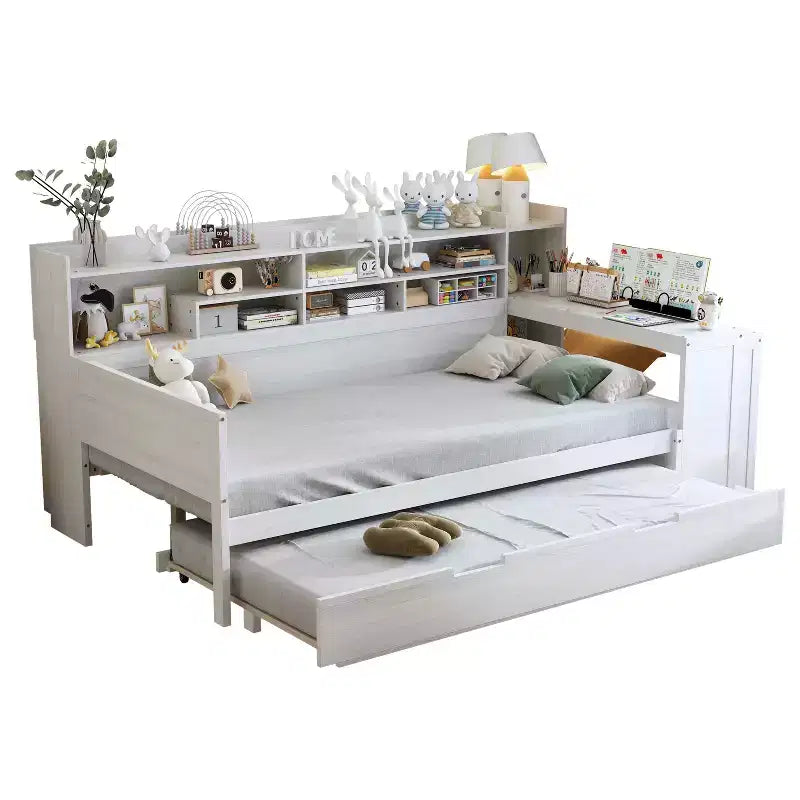 Lit simple avec étagères de rangement