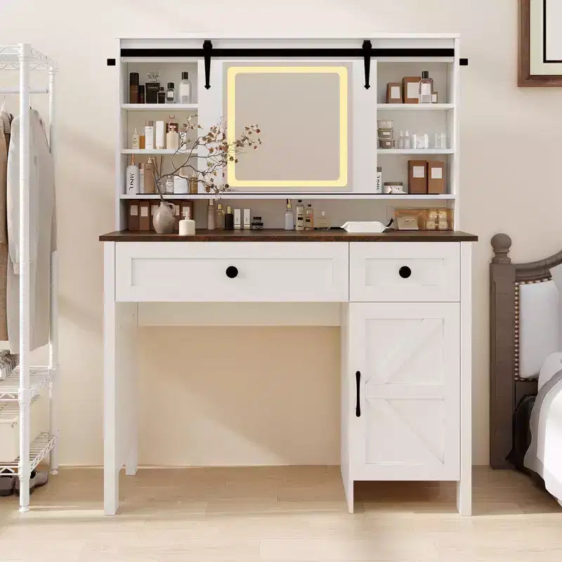 Coiffeuse moderne blanche avec miroir