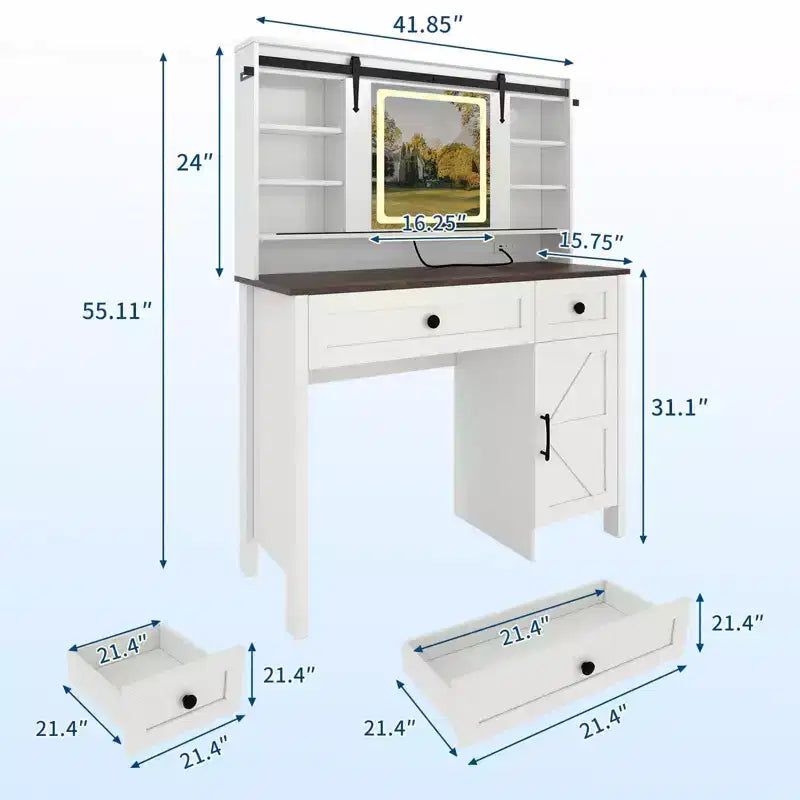 Coiffeuse moderne blanche avec miroir
