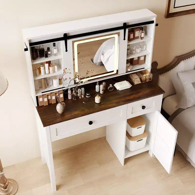 Coiffeuse moderne blanche avec miroir