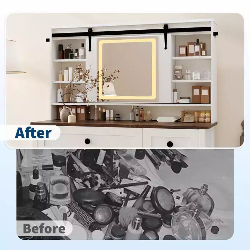 Coiffeuse moderne blanche avec miroir