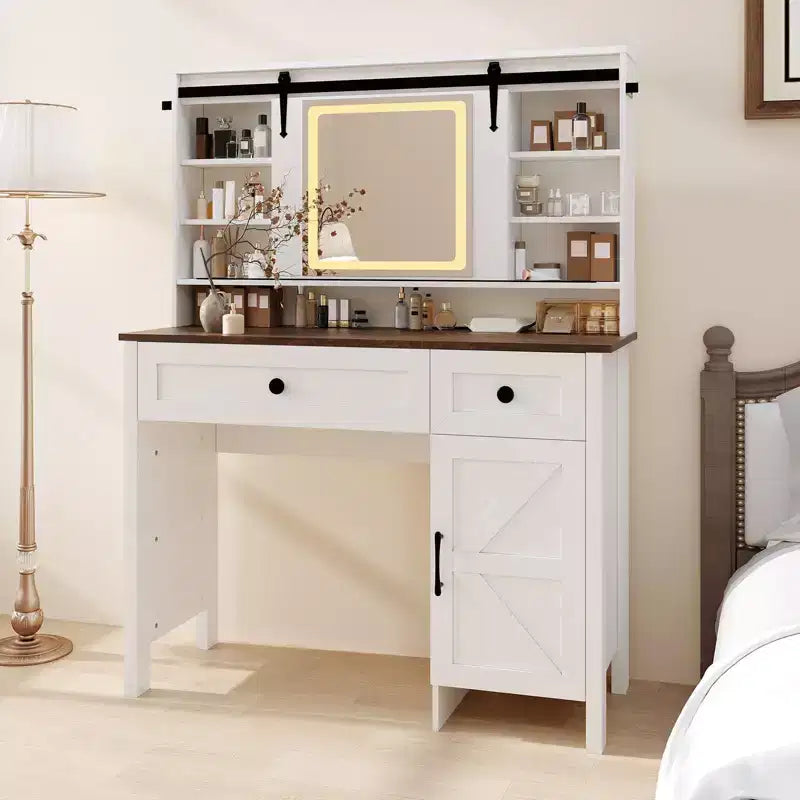 Coiffeuse moderne blanche avec miroir