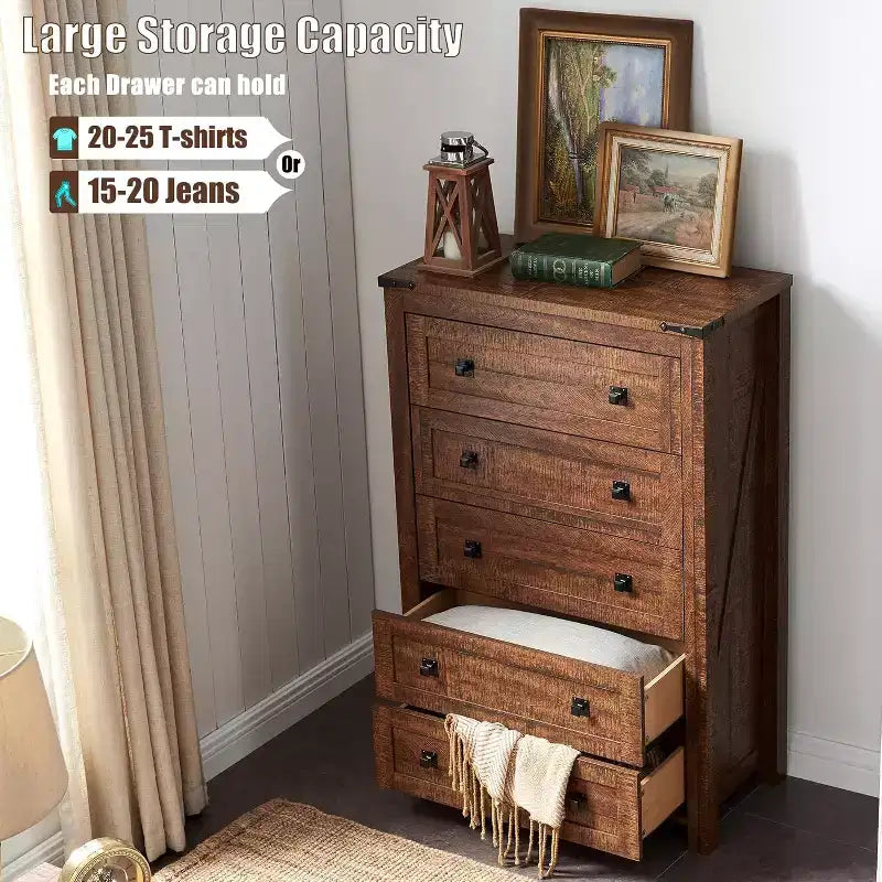 Tiroirs commode haute rustique