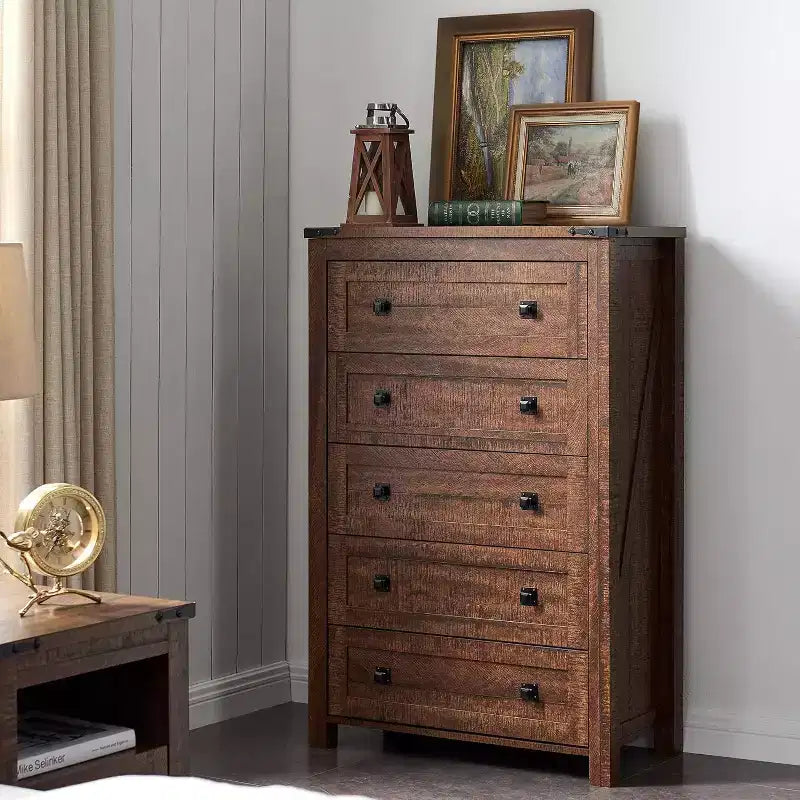 Tiroirs commode haute rustique