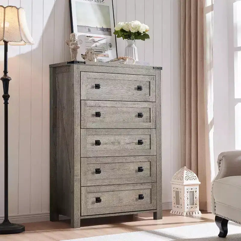 Tiroirs commode haute rustique