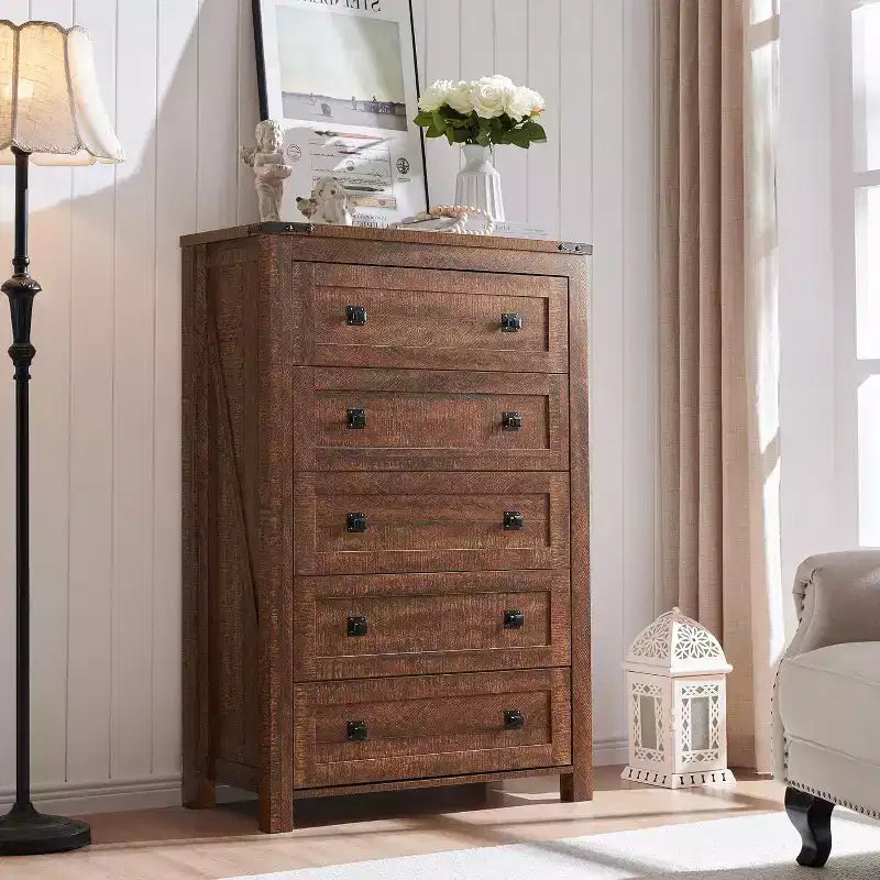 Tiroirs commode haute rustique