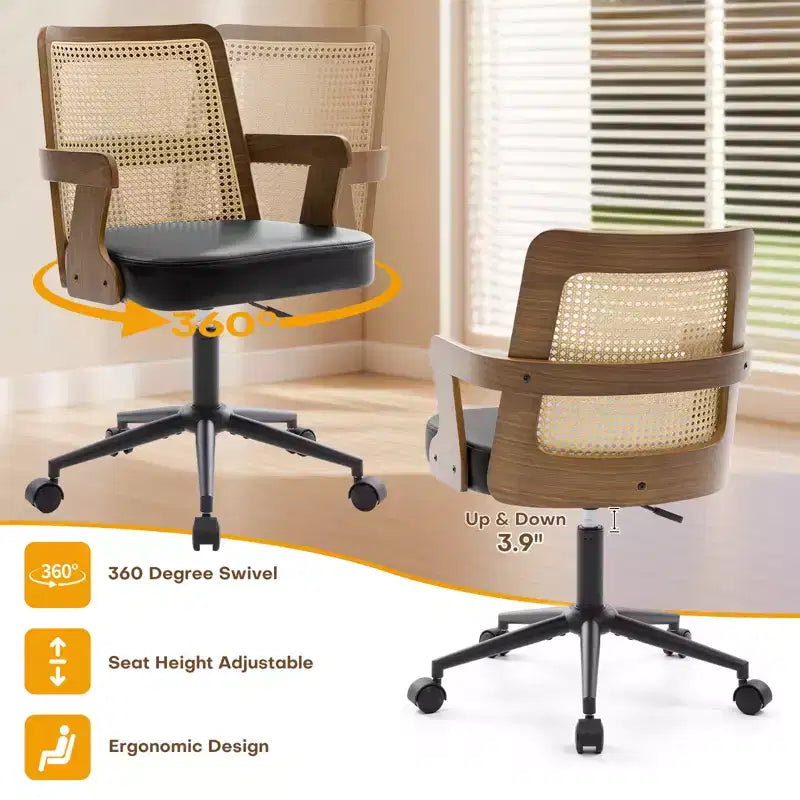 Chaise de bureau Mid-Century en noyer