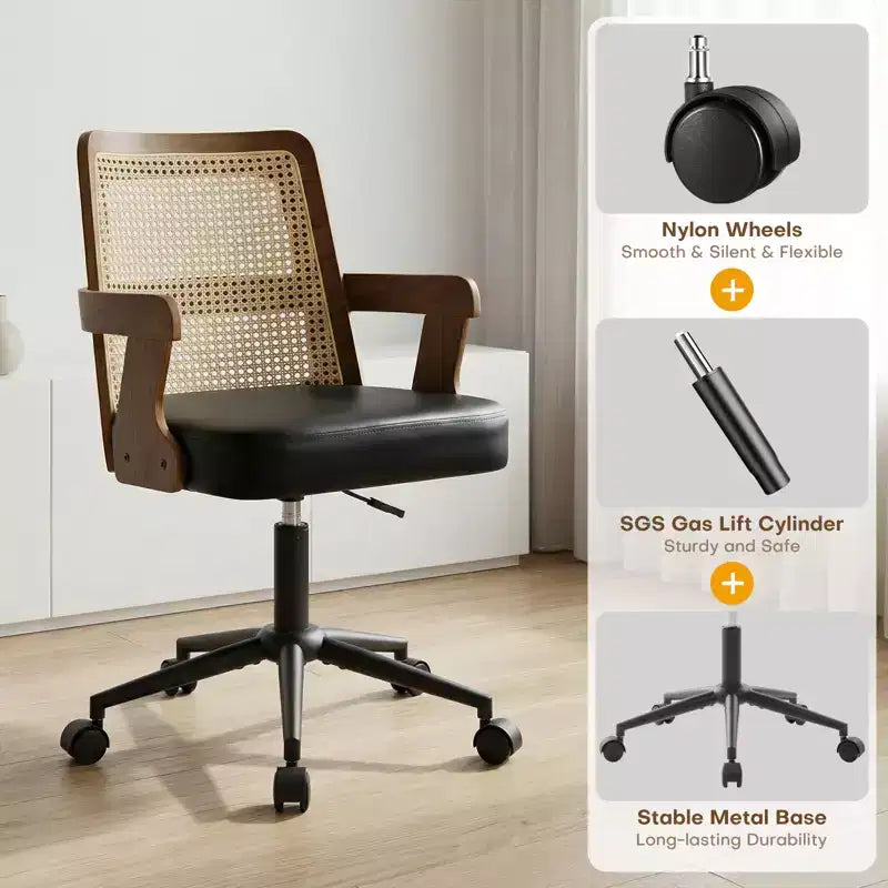 Chaise de bureau Mid-Century en noyer