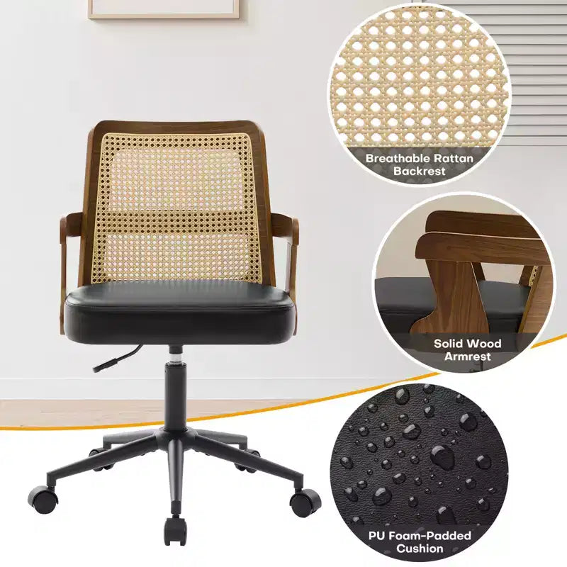 Chaise de bureau Mid-Century en noyer