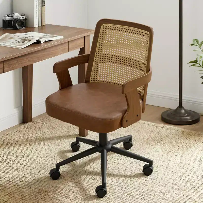 Chaise de bureau Mid-Century en noyer