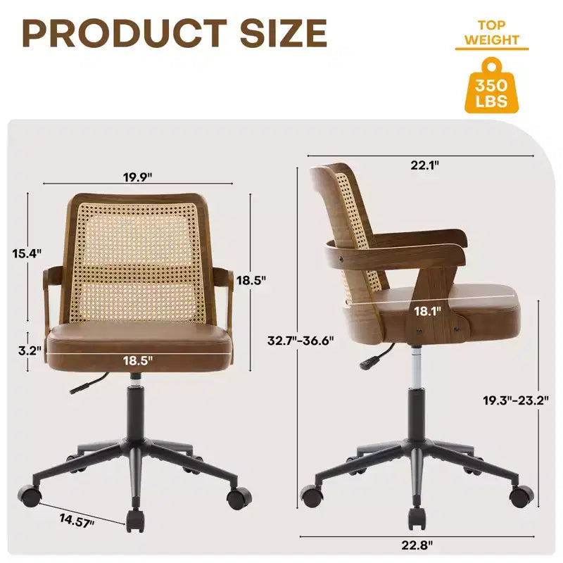 Chaise de bureau Mid-Century en noyer