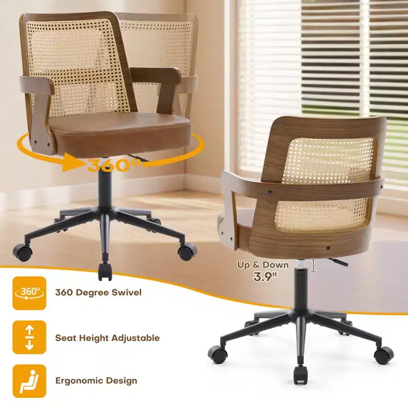 Chaise de bureau Mid-Century en noyer