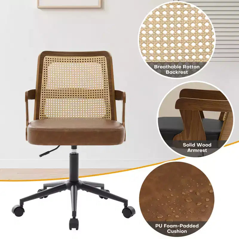 Chaise de bureau Mid-Century en noyer