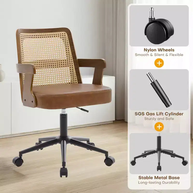 Chaise de bureau Mid-Century en noyer